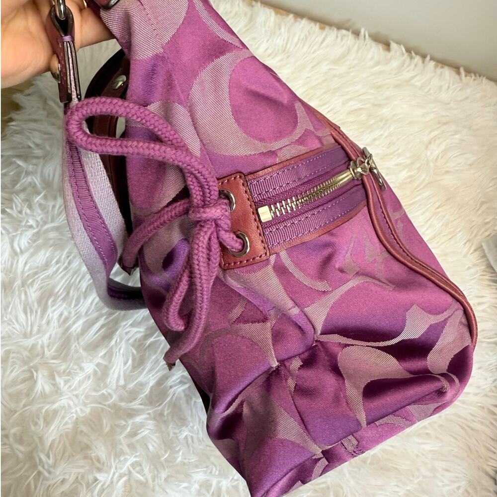 Coach Poppy Purple Silver Signature Shoulder Bag - Gem